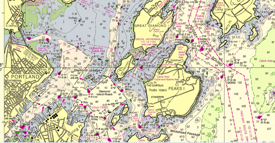 chart map of casco bay portland maine